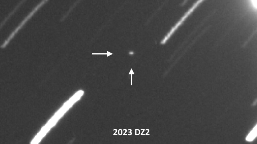 Asteroid 2023 DZ2 captured in image at Abbey Ridge Observatory, Canada // Source: Filipp Romanov