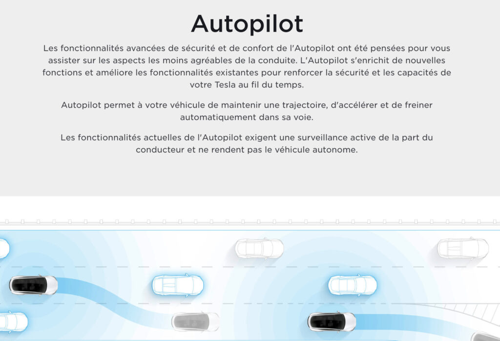 La page dédiée à l'autopilot sur le site de Tesla. // Source : Capture d'écran Tesla