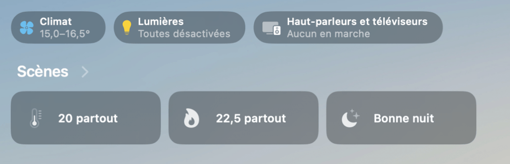 En l'état, la solution la plus simple est de créer des scènes avec Apple Home. // Source : Numerama