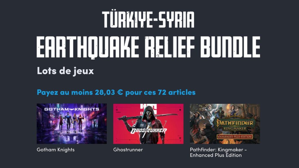 Humble Bundle pour aider les victimes en Syrie et en Turquie // Source : Humble Bundle