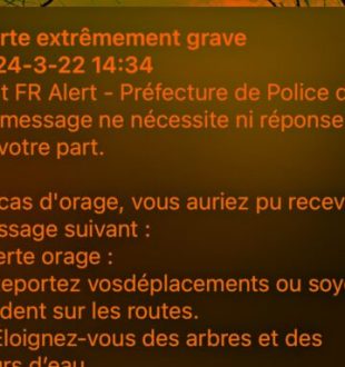 L'alerte FR-ALERT envoyée à Paris dans le 15ème arrondissement. // Source : Capture Numerama