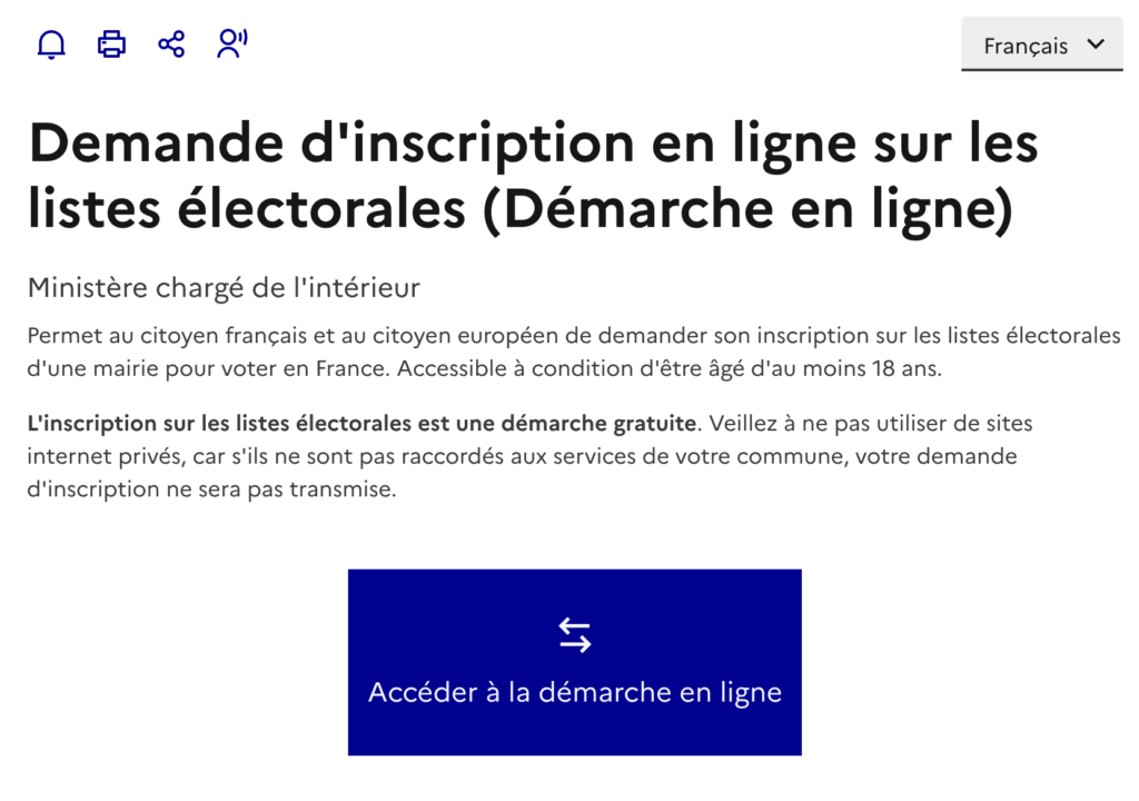 Le site pour s'inscrire sur les listes électorales // Source : Service Public