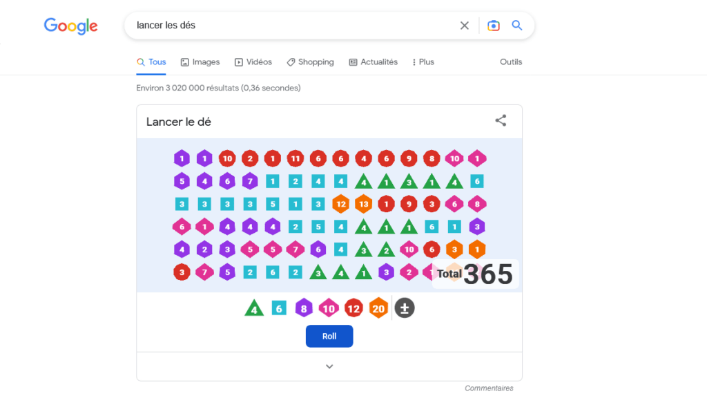 lancer les dés - Search Google