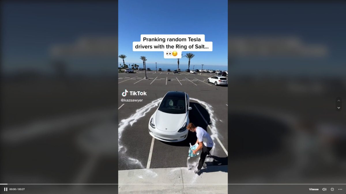 Vidéo du prank Tesla de Kaz Sawyer // Source : KazSawyer sur Tiktok