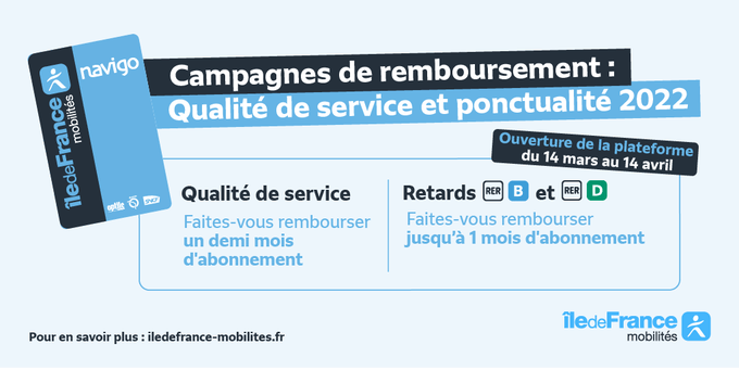 Les deux campagnes de remboursement. // Source : @IDFmobilites Les deux campagnes de remboursement. // Source : @IDFmobilites