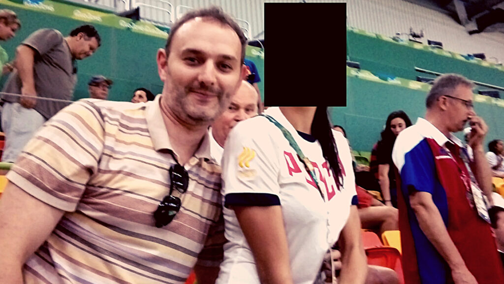 Evgenii Serebriakov at the head of Sandworm, the Kremlin hackers.  Here with a sportswoman during the Rio Olympics in 2016. // Source: Department of Justice