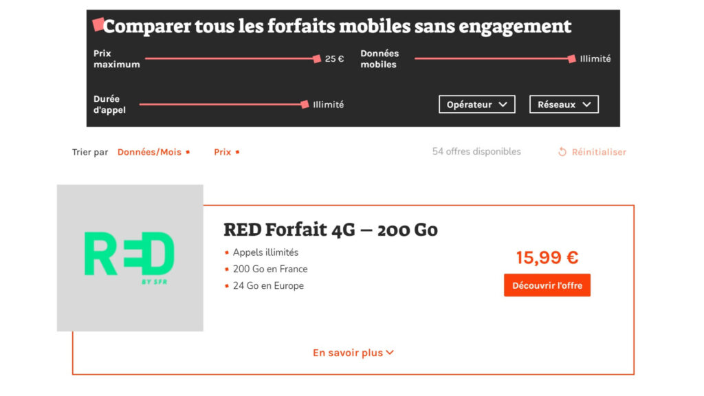 Notre comparateur de forfaits mobiles vous aidera à faire votre choix // Source : Numerama