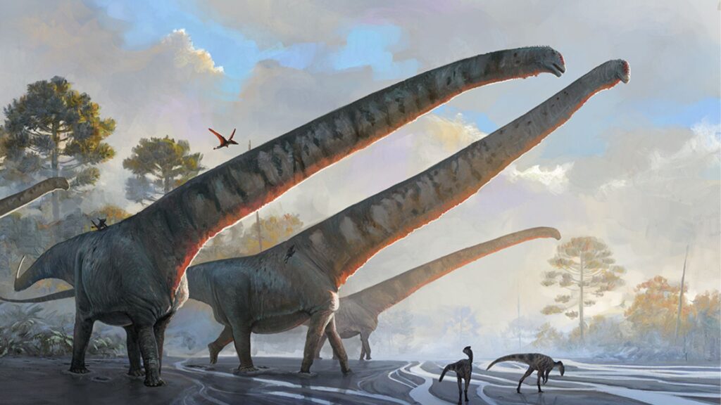 Représentation artistique d'un dinosaure sauropode. // Source : Júlia d'Oliveira  