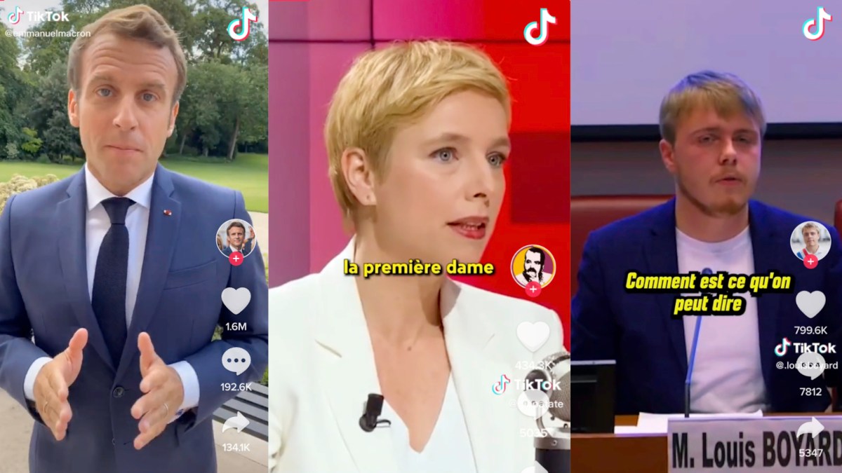 Des extraits de comptes TikTok avec des personnalités politiques de premier plan // Source : Montage Numerama