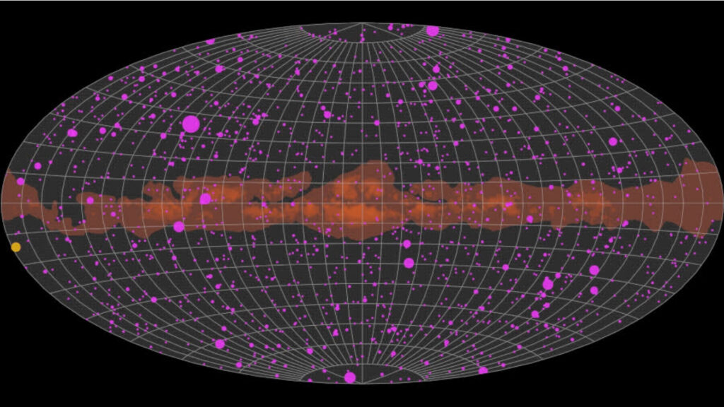 Map of the universe with visible gamma rays.  // Source: NASA