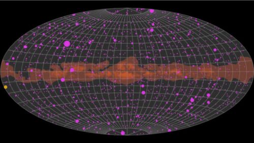 Carte de l'univers avec les rayons gamma visibles. // Source : Nasa