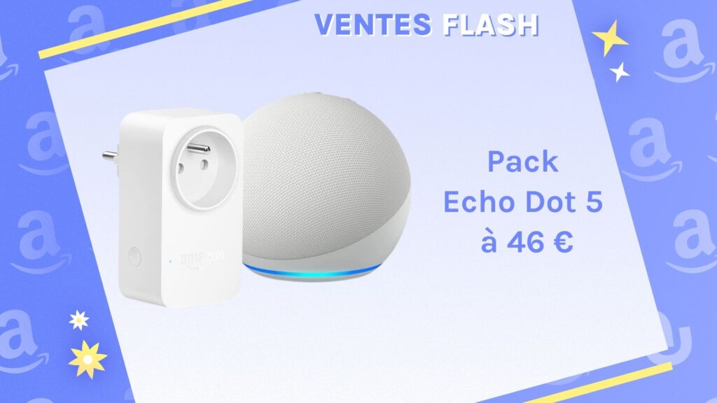 Le pack Echo Dot 5 est en promo sur Amaon // Source : montage Numerama