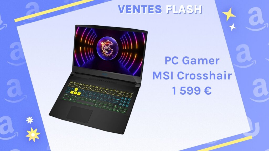 Le PC Gaming MSI Crosshair baisse son prix pour les Ventes Flash d'Amazon // Source : montage Numerama