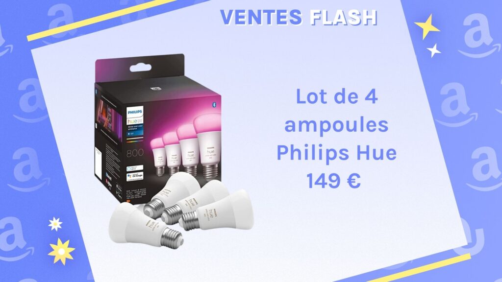 Promotion sur les ampoules connectées Philips Hue // Source : montage Numerama