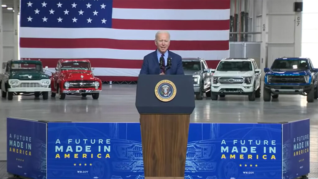 Joe Biden's speech at Ford in May 2021 // Source: White House video capture