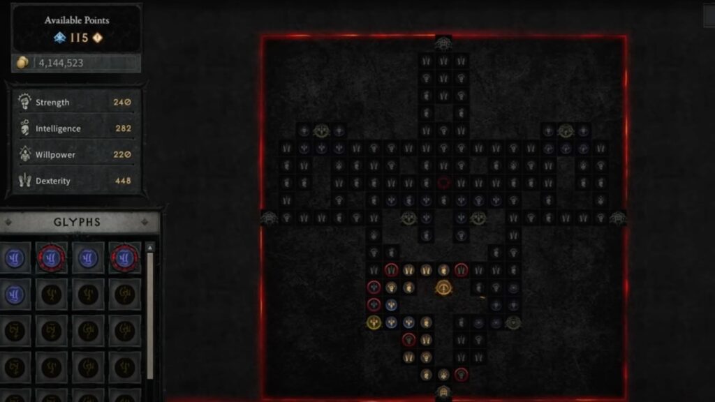Le système de Parangon dans Diablo IV // Source : Capture YouTube