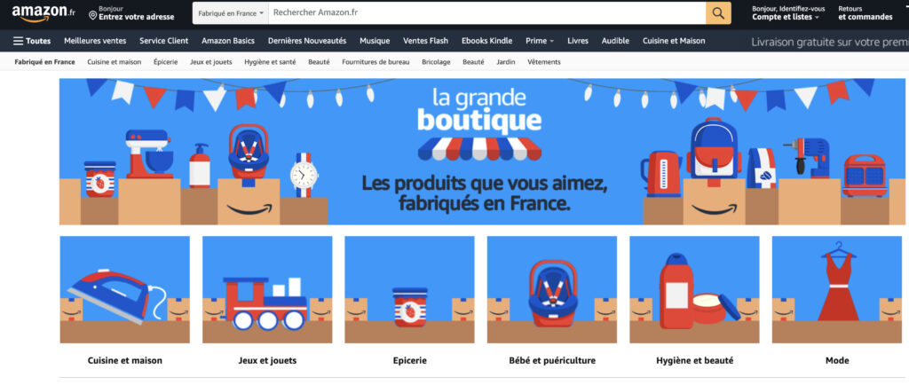 La page "Fabriqué en France" sur Amazon. // Source : Amazon