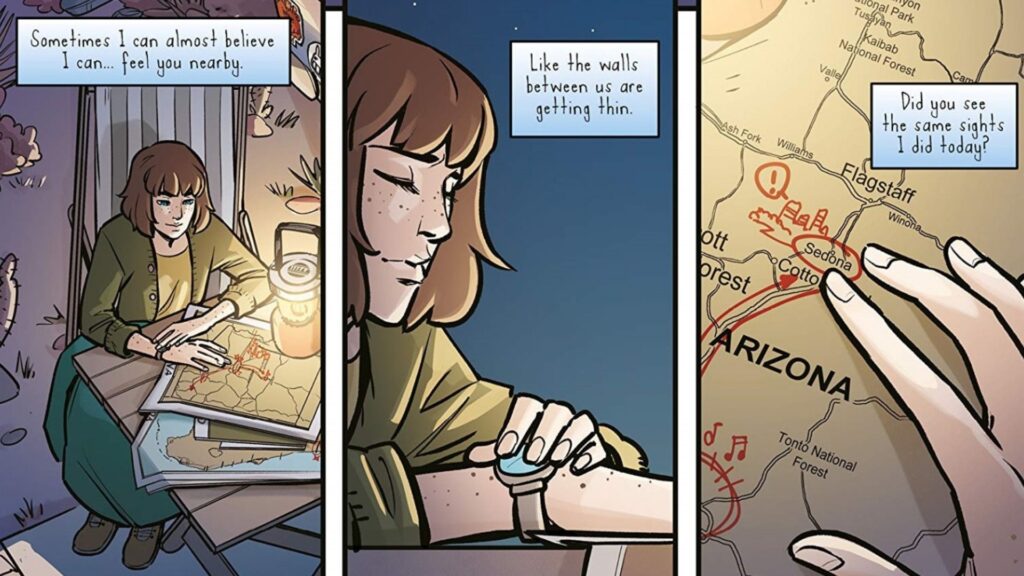 Max cherche à retrouver Chloe dans les comics Life is Strange. Elle est bloquée dans une dimension parallèle où Chloe est avec Rachel. // Source : Titan Comics