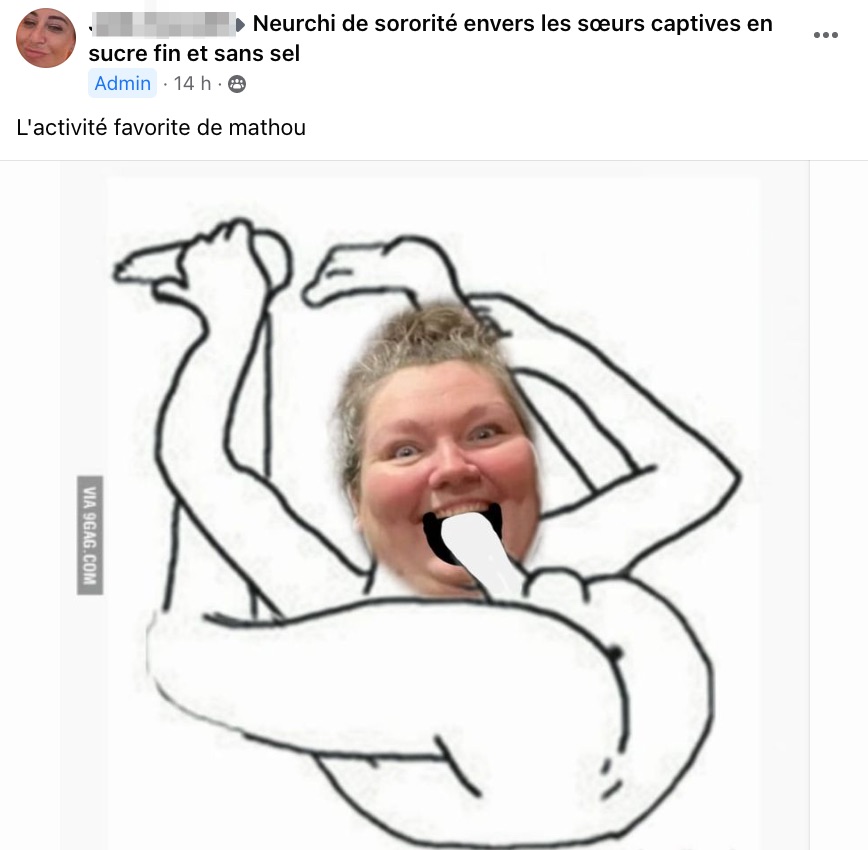 Une autre capture d'écran d'un photomontage abec le visage de la chanteuse Une autre capture d'écran d'un photomontage abec le visage de la chanteuse