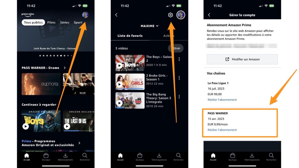 Comme résilier le Pass Warner dans Amazon Prime // Source : Capture d'écran