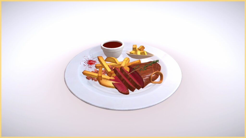 An example d'un steak frites presented d'une certaine façon.  // Source : Capture d'écran