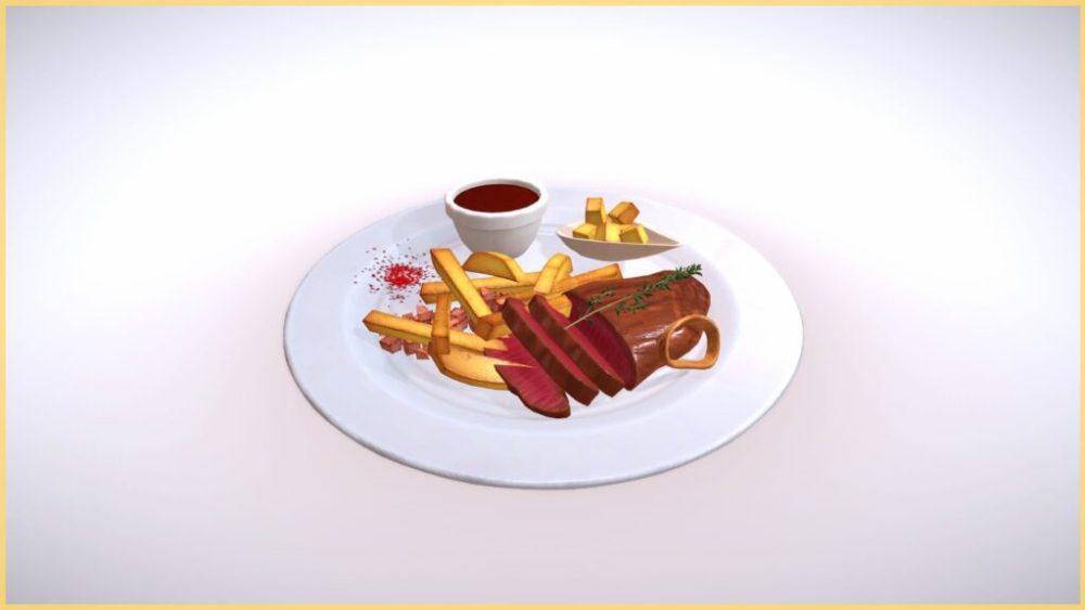 Un exemple d'un steak frites présenté d'une certaine façon. // Source : Capture d'écran
