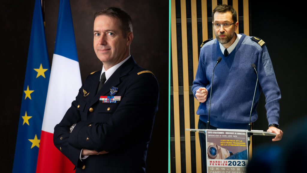 Le général Thierry Bauer (à gauche) et le Colonel Ludovic Martin (à droite). // Source : Commandement de la cyberdéfense