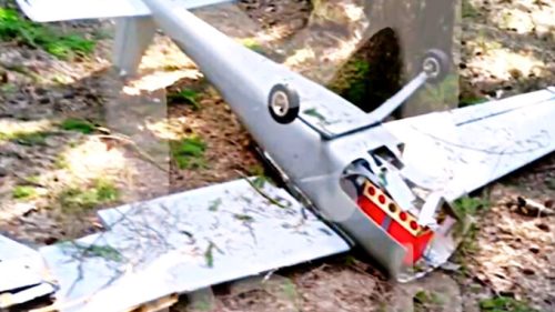 La carcasse du drone retrouvée dans la banlieue de Moscou. // Source : Twitter