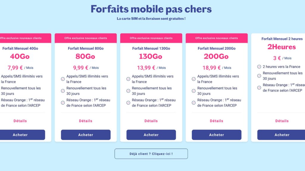 Les différentes offres mobile chez Lebara // Source : Lebara