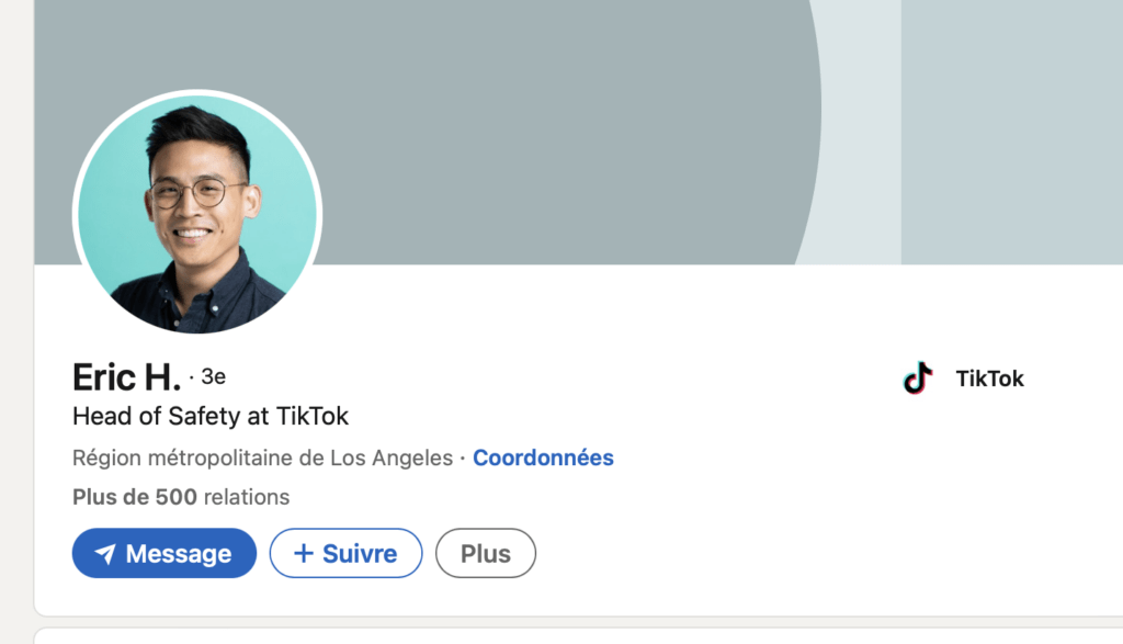 Le profil LinkedIn d'Eric Han. // Source : LinkedIn