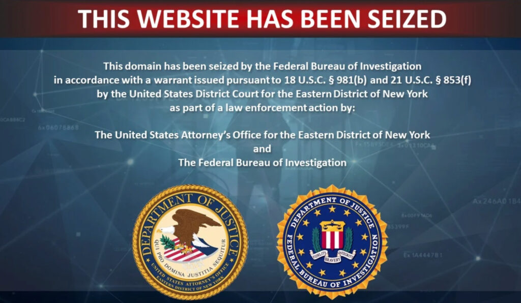 Le message du FBI sur Z-library. // Source : Numerama