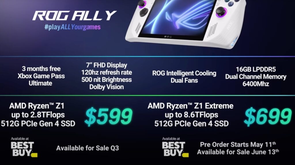 Les deux versions de la Rog Ally // Source : Capture YouTube