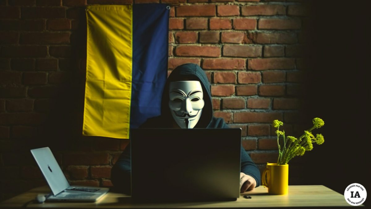 Beaucoup d'hacktivistes ont pris à coeur la cause ukrainienne. // Source : Numerama avec Midjourney