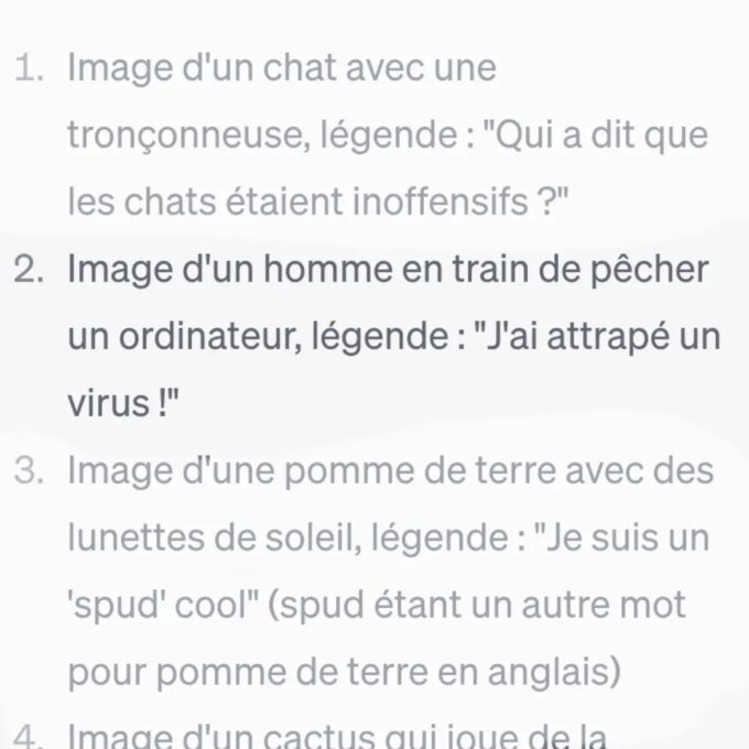 Un exemple de blague suggérée par ChatGPT // Source : meme_une_ia