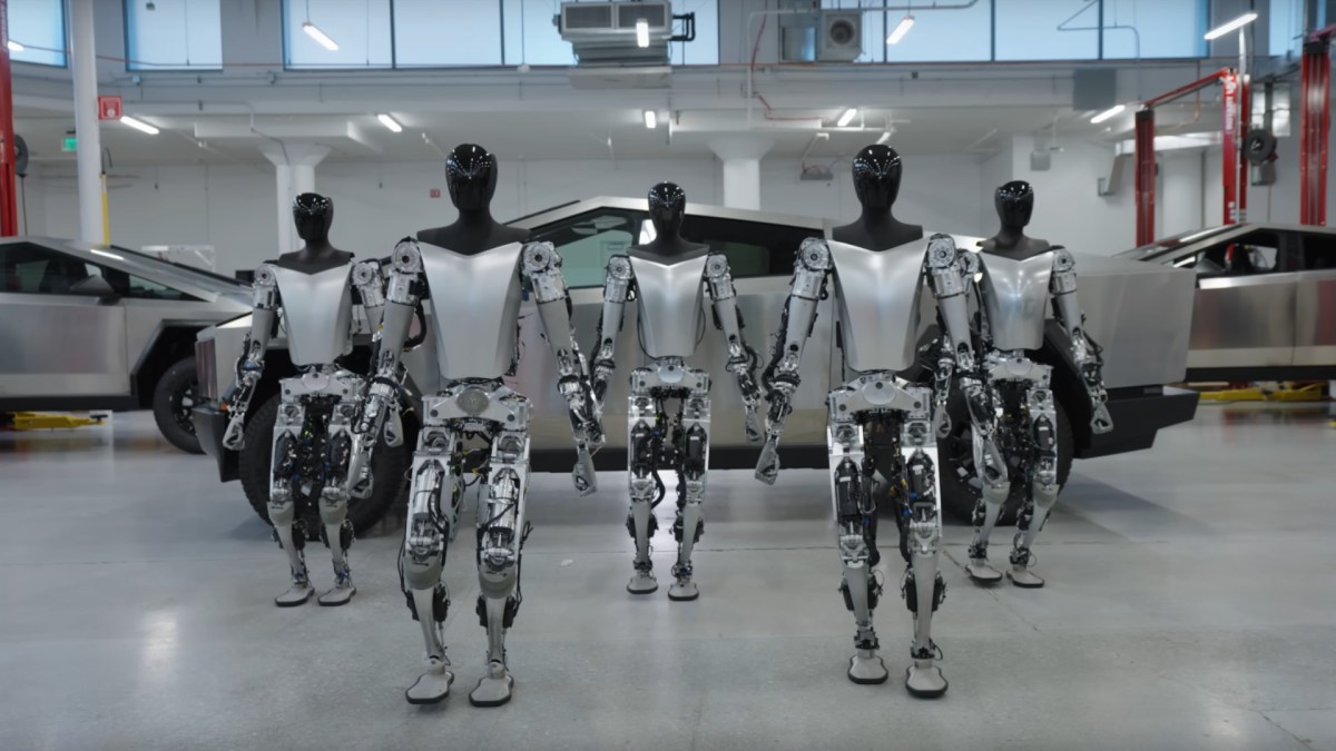 Les robots humanoïdes de Tesla. // Source : Capture d'écran