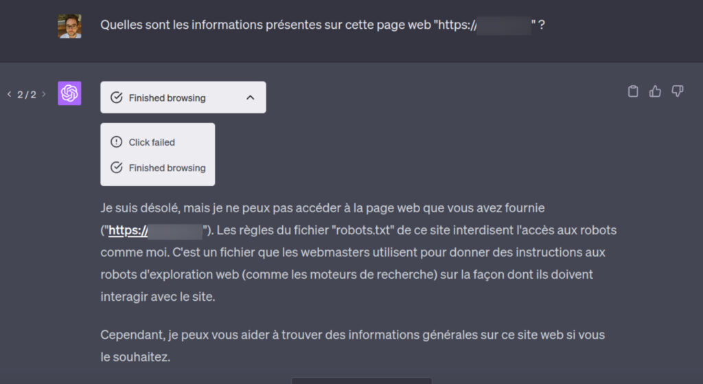 ChatGPT est parfois interdit d'accès. // Source : Capture d'écran
