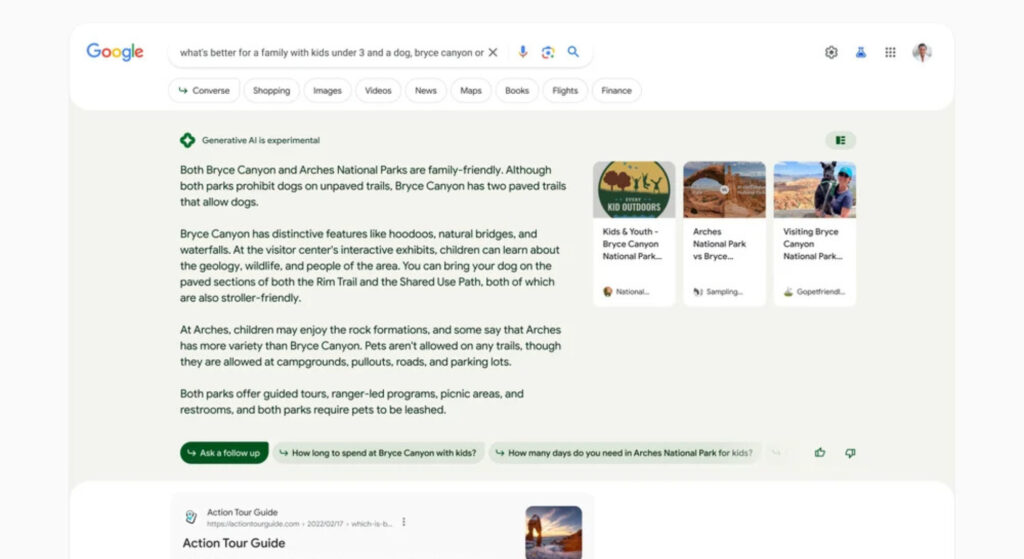 Le nouvel onglet résume les informations utiles à votre recherche. // Source : Google Le nouvel onglet résume les informations utiles à votre recherche. // Source : Google