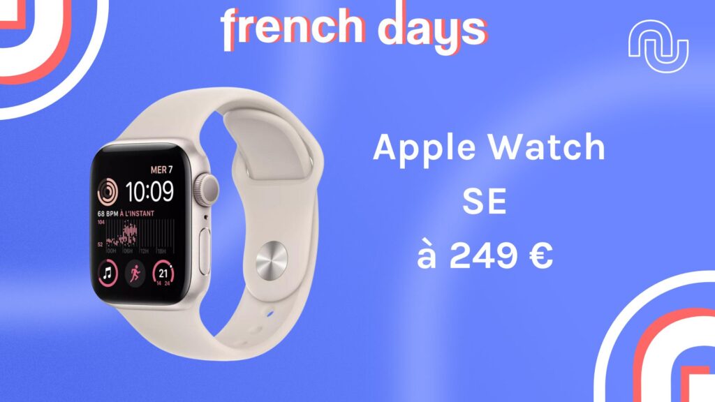 Pendant les French Days, économisez 50 € sur l'Apple Watch SE // Source : montage Numerama