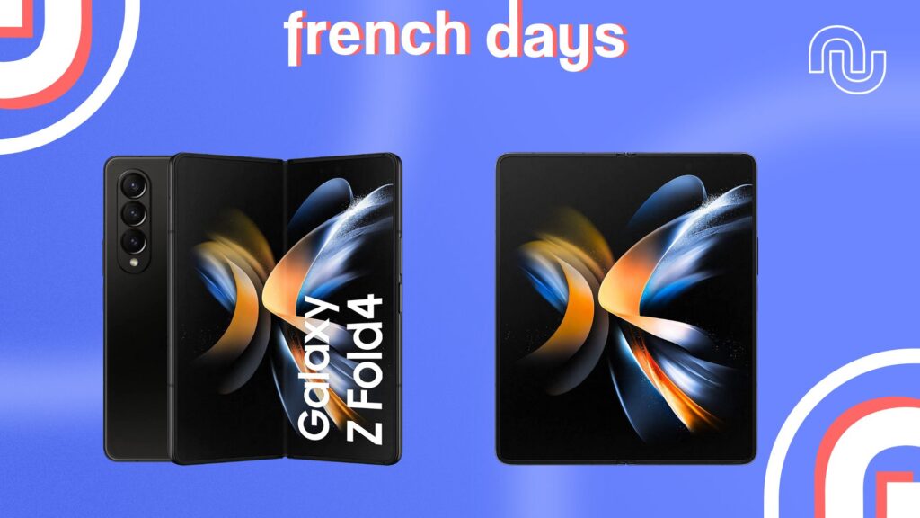 Le Galaxy ZFold 4 en promotion pour les French Days déploie un grand écran // Source : montage Numerama