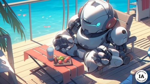 Un robot sur la plage. // Source : Numerama avec Midjourney