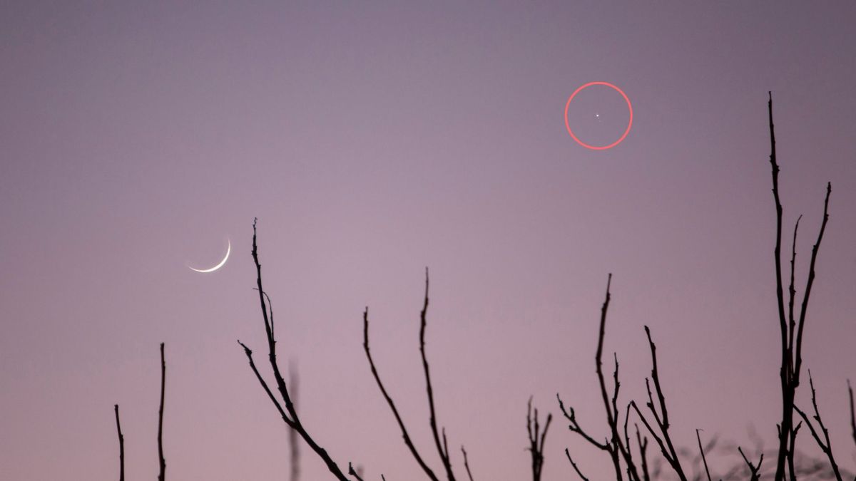 La Lune et Jupiter. // Source : Flickr/CC/Eric (photo recadrée et annotée)