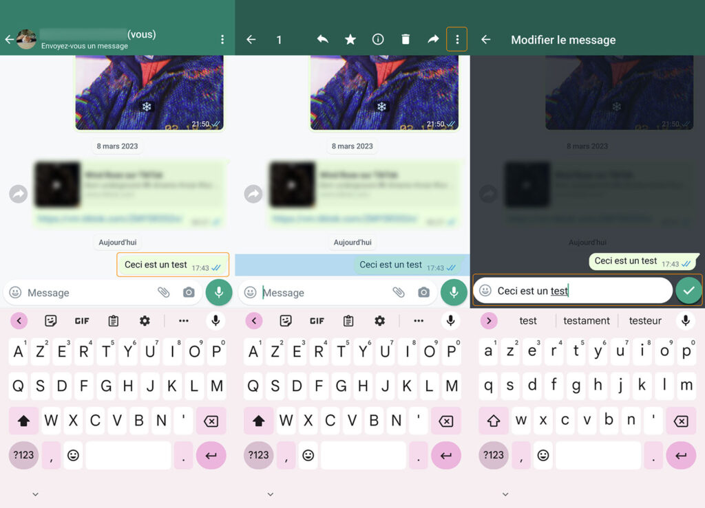 comment modifier un texte dans whatsapp