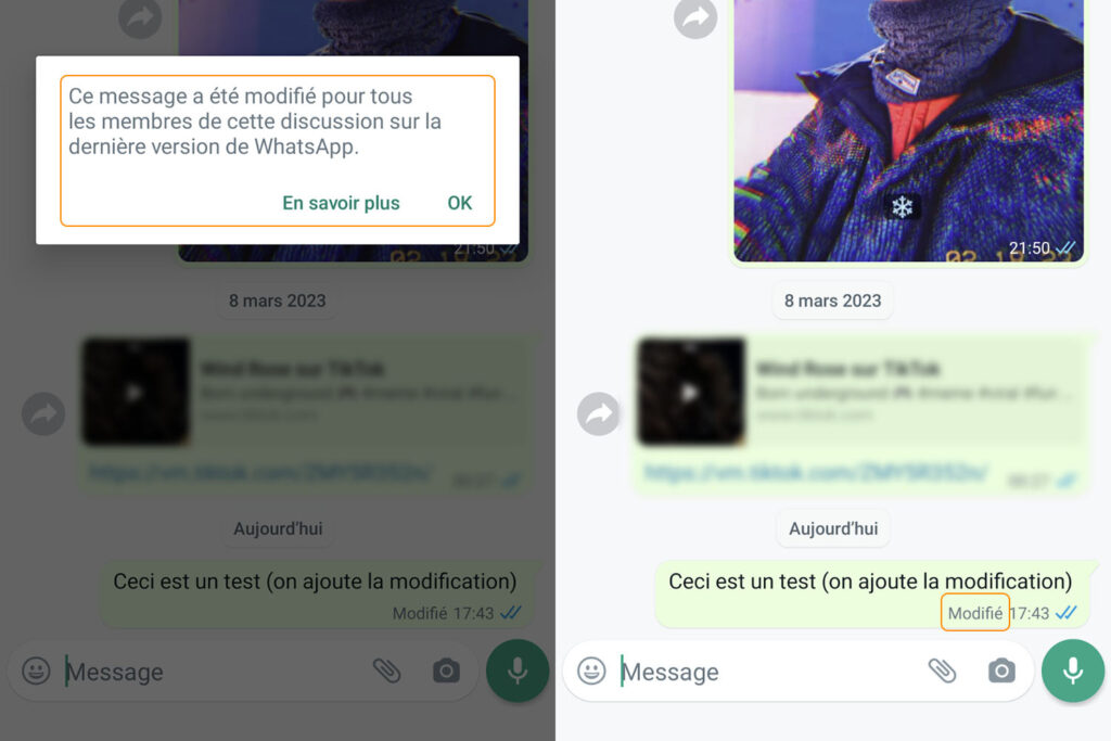 WhatsApp modification modifié