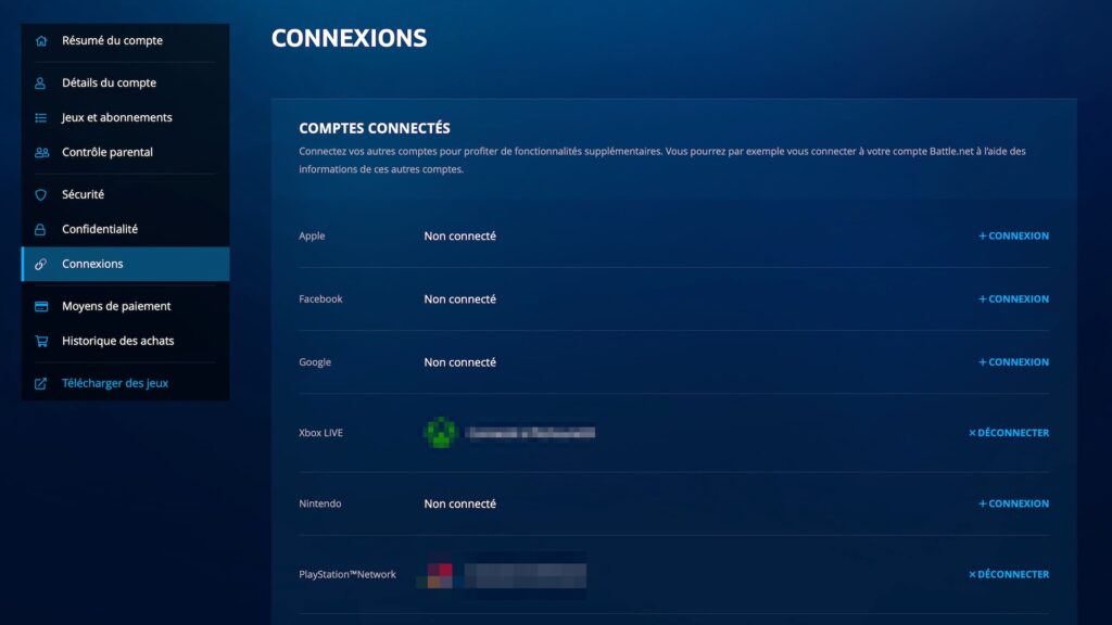 Connexion Battle.net à ses autres comptes // Source : Capture d'écran