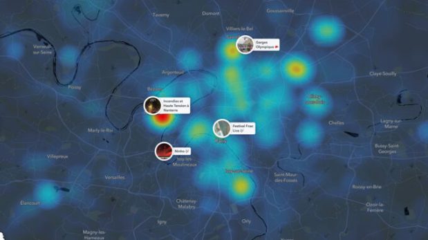 The Snapchat Snapmap // Source: Snapchat.  NUMERAMA screenshot