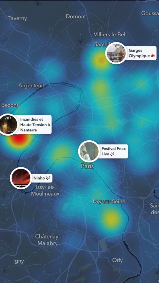 La Snapmap de Snapchat  // Source : Snapchat. Capture d'écran NUMERAMA