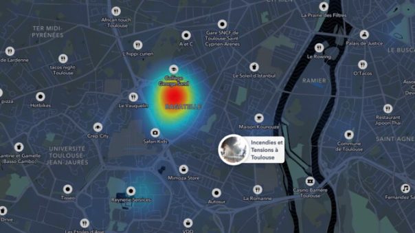 Screenshot of the Snapmap in Toulouse Source: Snapchat