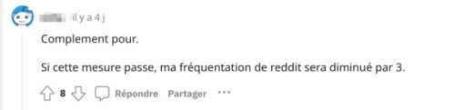 Capture d'écran d'un commentaire du sub r/france. 
Source : r/france