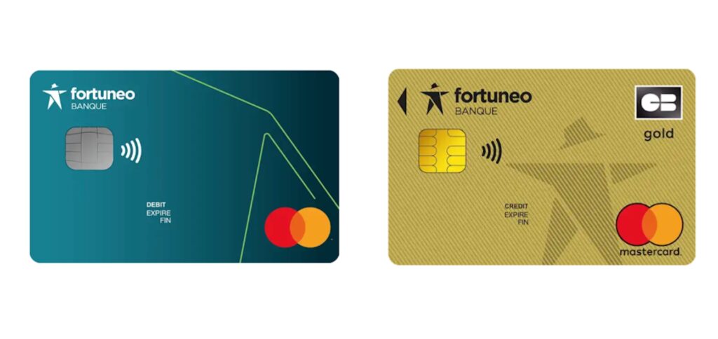 Cartes Fosfo Mastercard et Gold CB Mastercard // Source : Fortuneo Cartes Fosfo Mastercard et Gold CB Mastercard // Source : Fortuneo