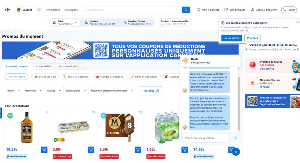 L'interface de l'IA manque de clarté.  // Source : Capture d'écran Carrefour